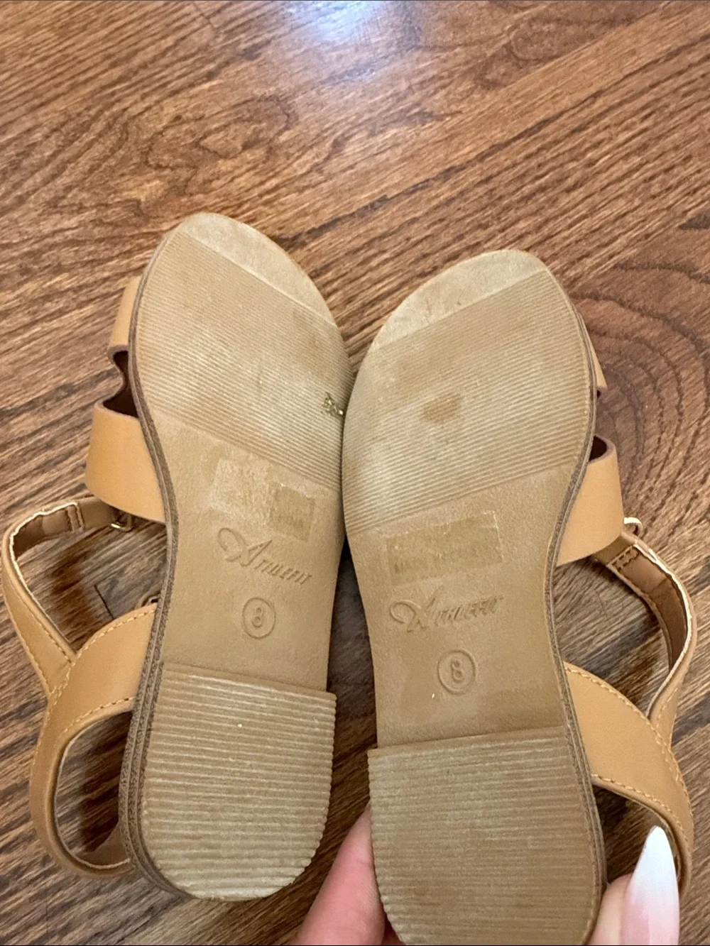 Little Girls Tan/Tobacco Strappy Sandals with Buckle